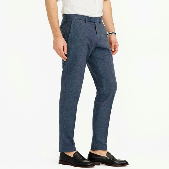 J. Crew Bowery Slim Fit Dress Pant Navy Linen Cotton Blend Waist 33, Length 32 - Picture 2 of 9